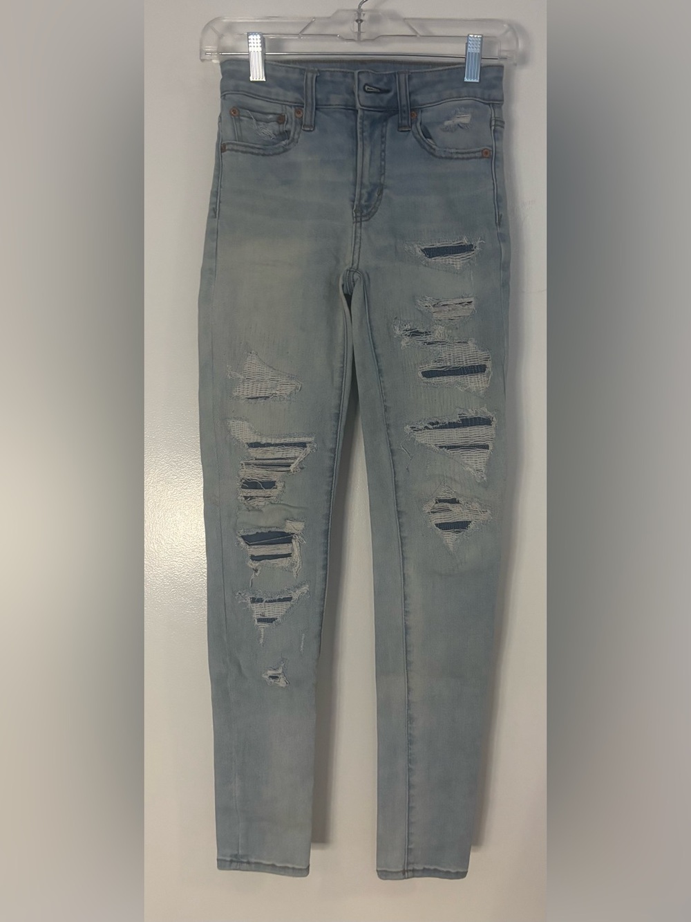 American Eagle Outfitters Light Blue Ripped Skinny Jeans